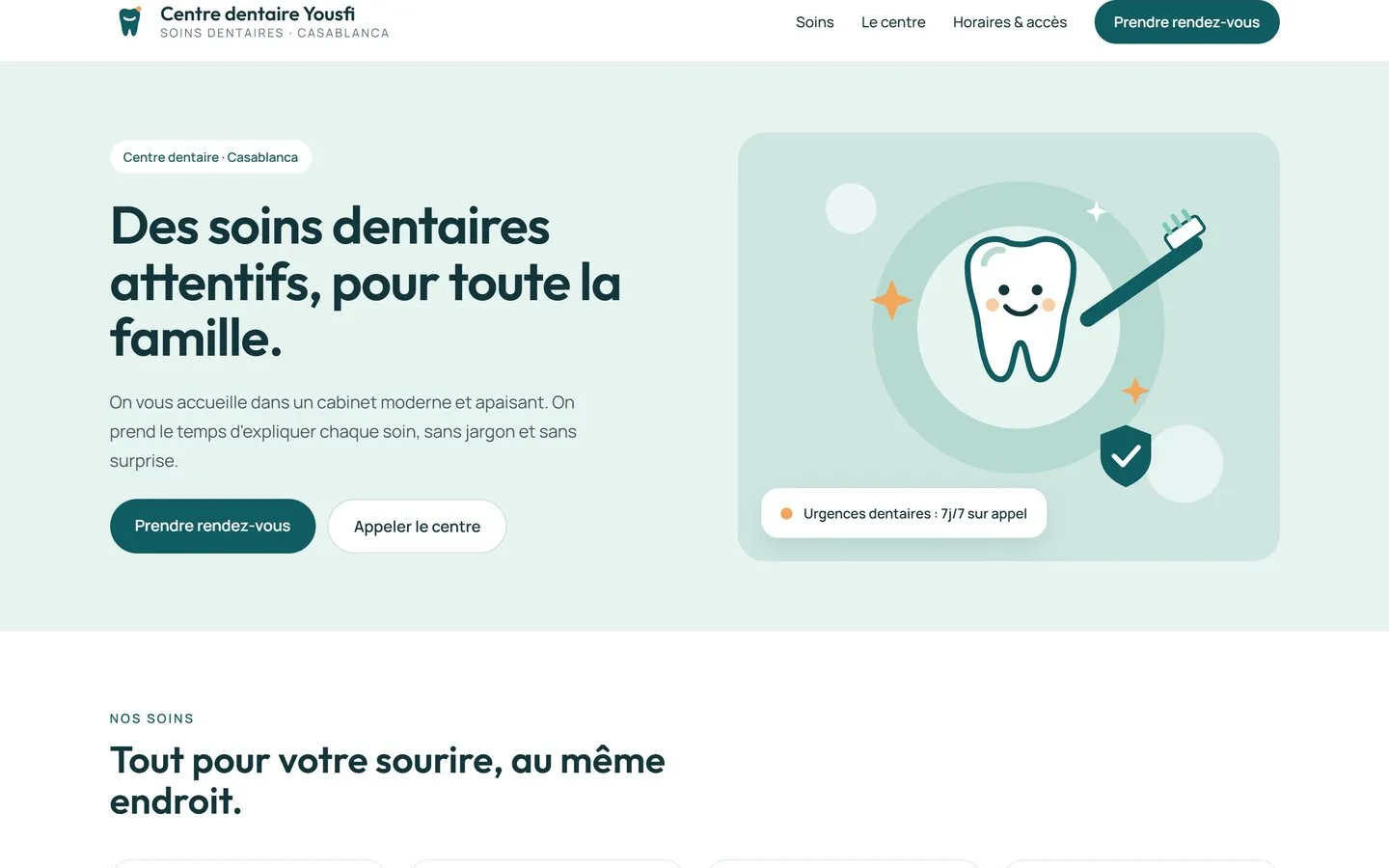 Centre dentaire Yousfi — écran 1 sur 4